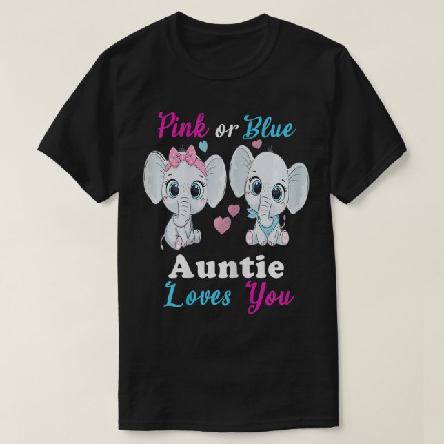 Womens Pink or Blue auntie Loves You Elephants  Ba T-Shirt (Design vorne)