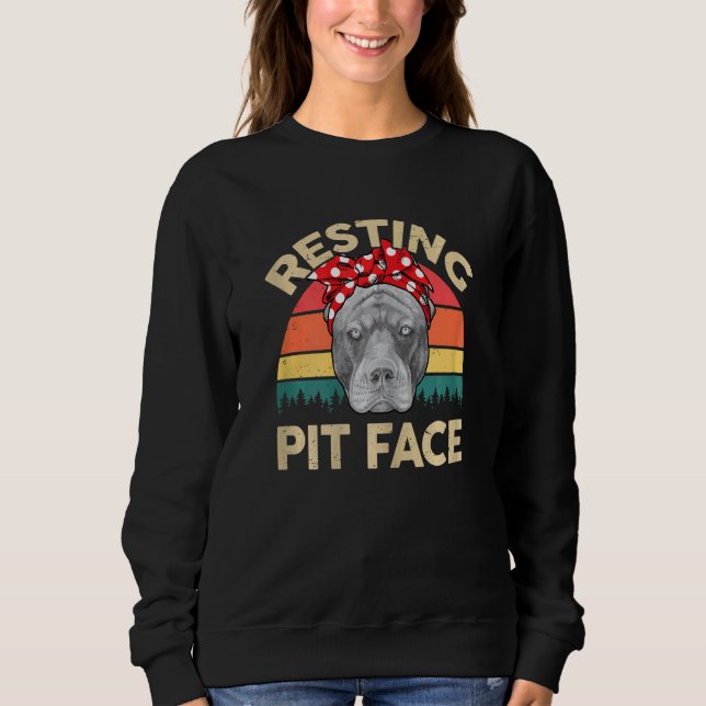 Womens Pitbull Pit Face Pitbull Mama Pit Sweatshirt (Vorderseite)