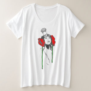 Women's Plus Art Nouveau Red Poppies Ozma of Oz Große Größe T-Shirt