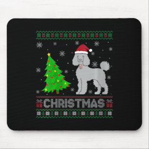 Womens Poodle Dog Xmas Tree Lighting Ugly Christma Mousepad