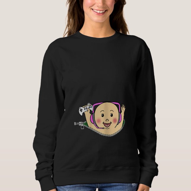 Womens Pregnancy Announcement Gamer Mom Maternity  Sweatshirt (Vorderseite)