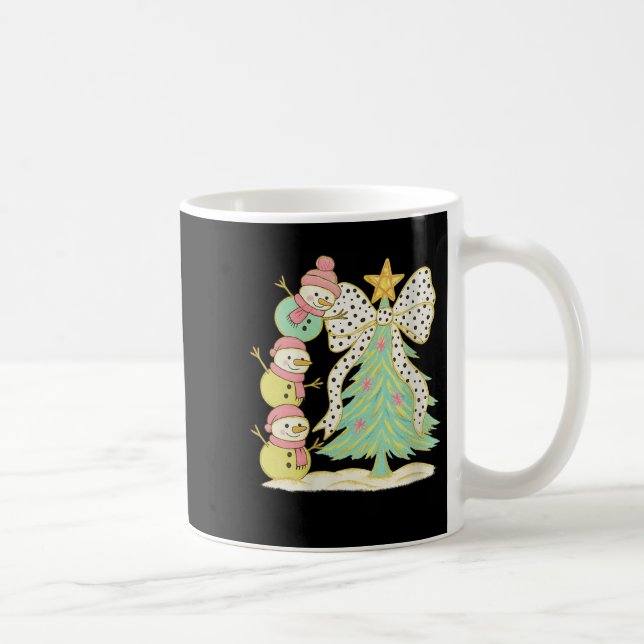 Womens Preppy Coquette Christmas Snowm 2025 Funny  Kaffeetasse (Rechts)