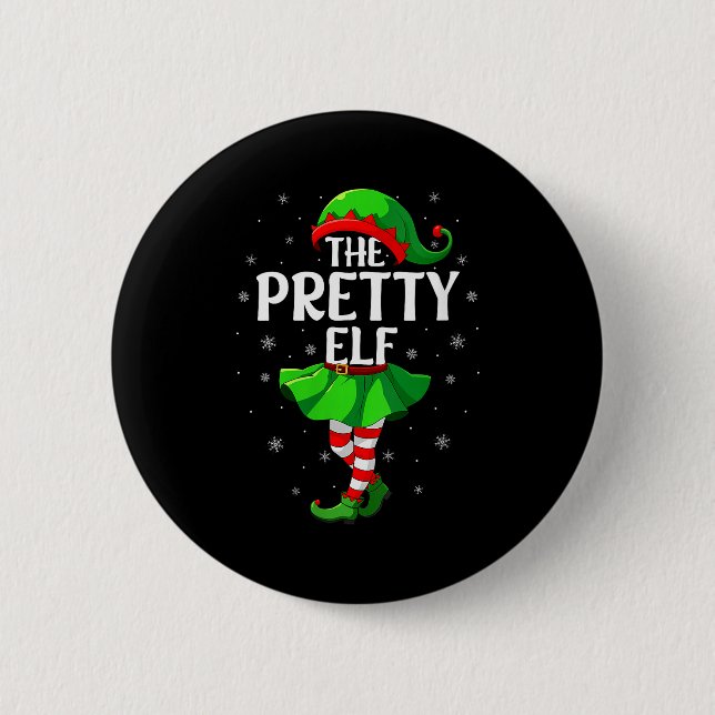 Womens Pretty Elf Christmas Girls Women Elf Squad  Button (Vorderseite)