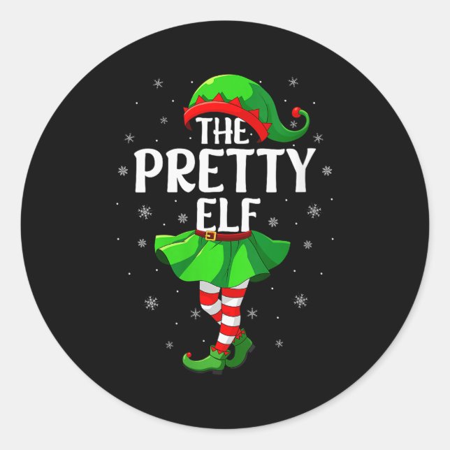Womens Pretty Elf Christmas Girls Women Elf Squad  Runder Aufkleber (Vorderseite)