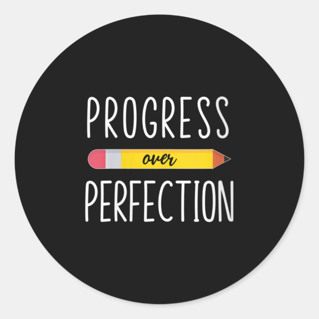 Womens Progress Over Perfection Motivational Back  Runder Aufkleber (Vorderseite)