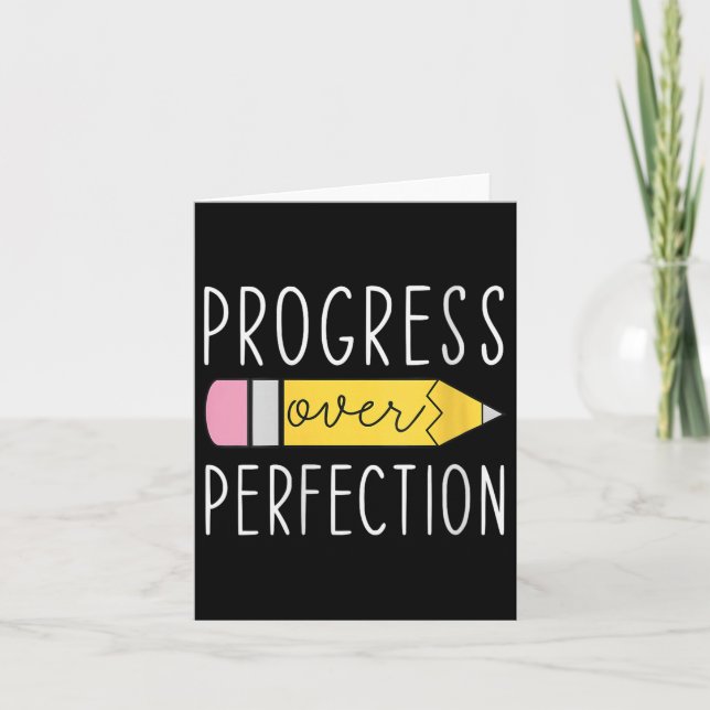 Womens Progress Over Perfection Motivational Teach Karte (Vorderseite)