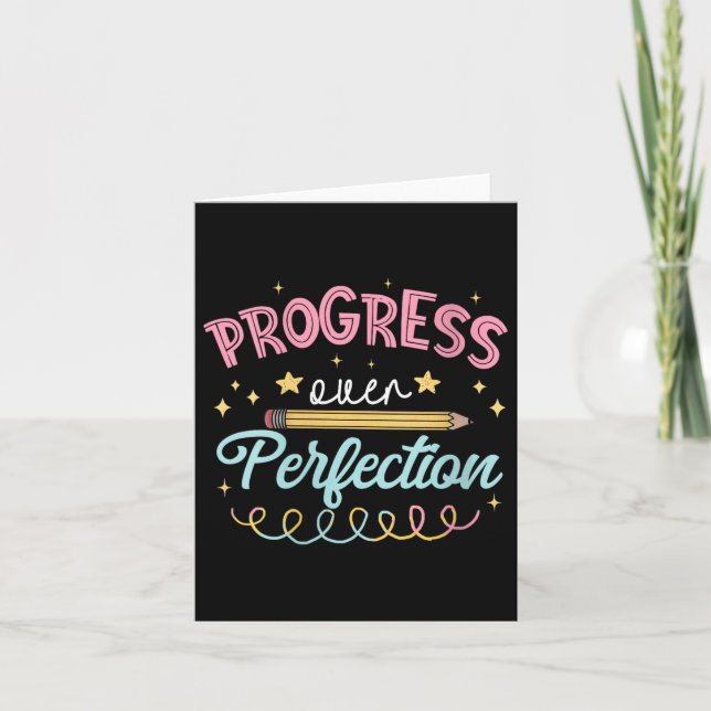 Womens Progress Over Perfection Motivational Teach Karte (Vorderseite)