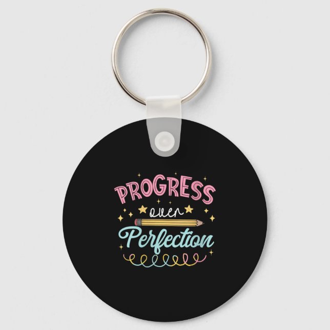 Womens Progress Over Perfection Motivational Teach Schlüsselanhänger (Vorderseite)