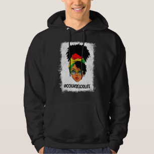 Womens Proud Counselor Afro Messy Bun Black Histor Hoodie