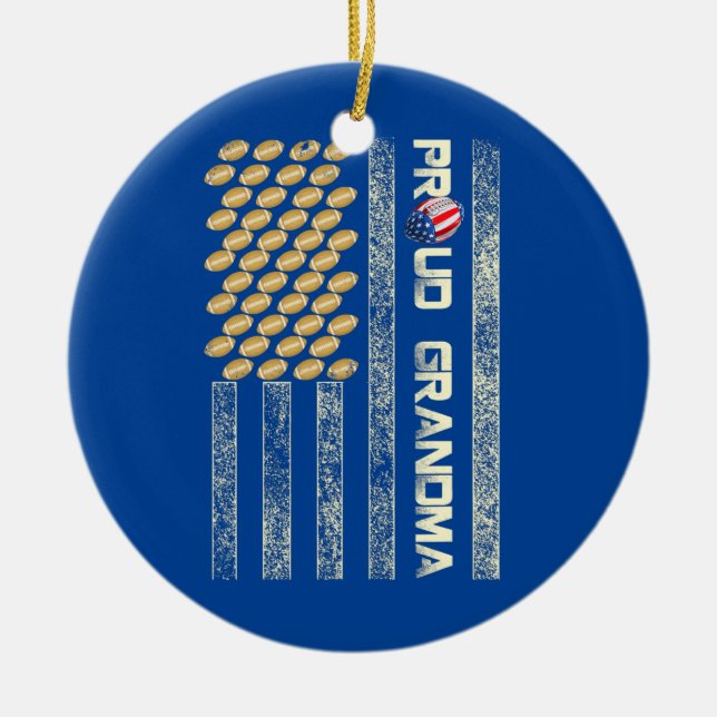 Womens Proud Grandpa American Flag Football Keramik Ornament (Vorne)