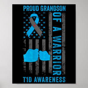 Womens Proud Grandson eines T1d Kriegers Typ 1 Dia Poster