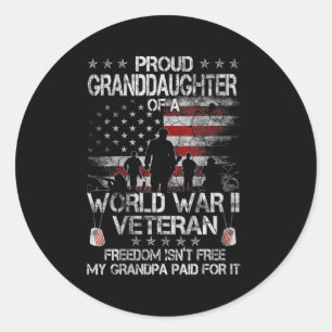 Womens Proud Grandtochter einer Wwii Veteran Us Fl Runder Aufkleber