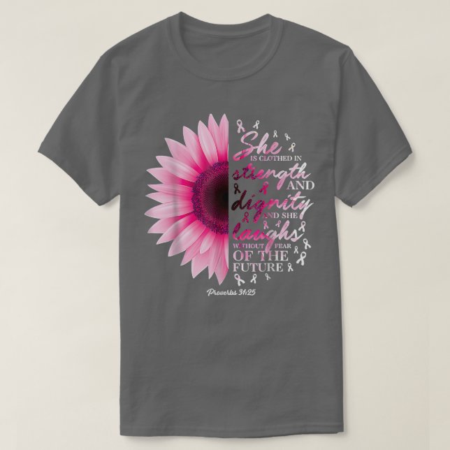 Womens Proverbs 31 Bible Verse Christian Breast Ca T-Shirt (Design vorne)