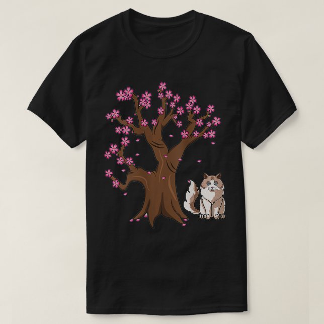 Womens Ragdoll Cat Mama Japanisch Cherry Blossom T-Shirt (Design vorne)