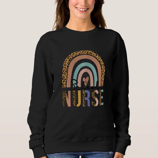 Womens Rainbow Leopard Print School Nurse Public H Sweatshirt (Vorderseite)