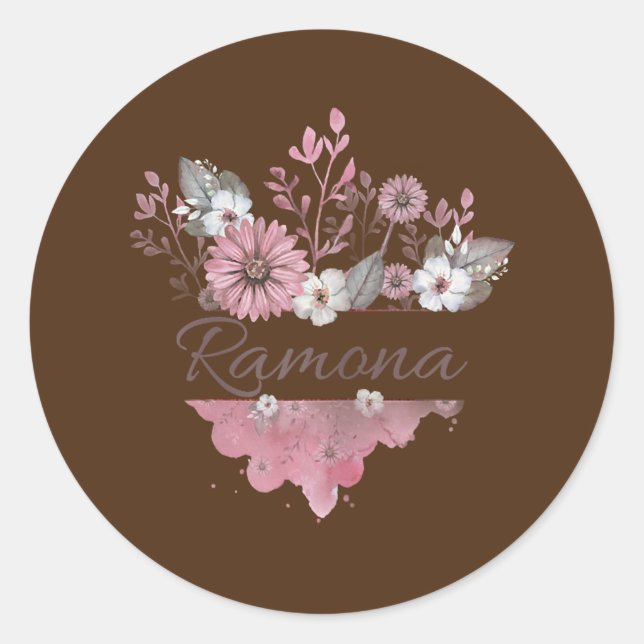 Womens Ramona Flower Monogram  Runder Aufkleber (Vorderseite)