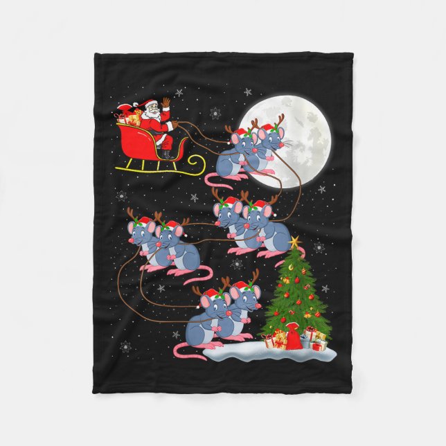 Womens Rat Rodents Santa Sleigh Flying Funny Magic Fleecedecke (Vorderseite)