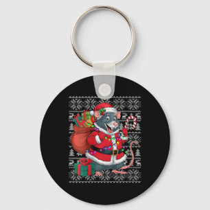 Womens Rat Xmas Sweater Style Ugly Santa Rat Chris Schlüsselanhänger