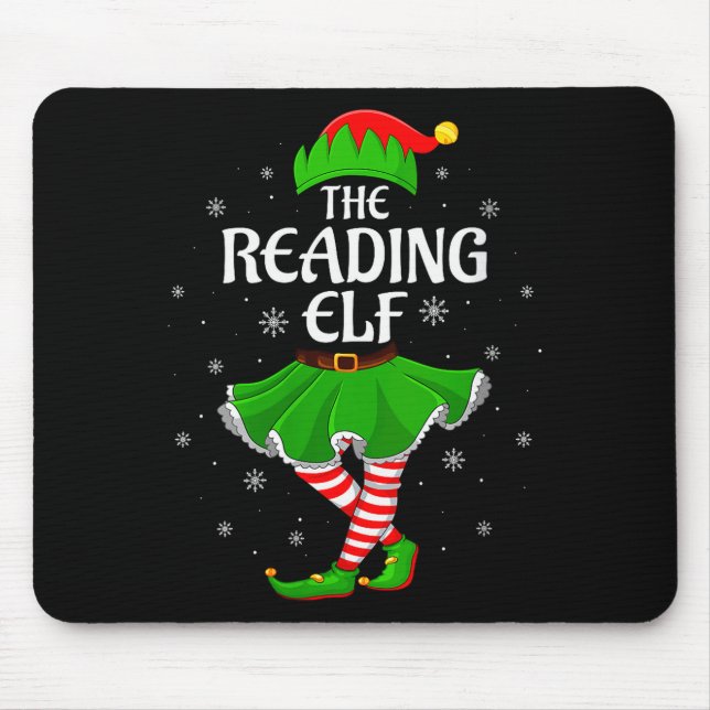 Womens Reading Elf Christmas Family Girls Women El Mousepad (Vorne)