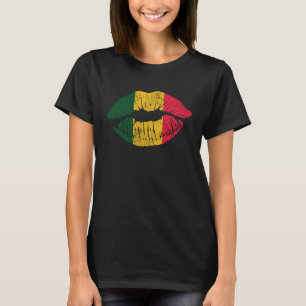 Womens Reggae Kissing Lips Flag Rastafari Rasta T-Shirt