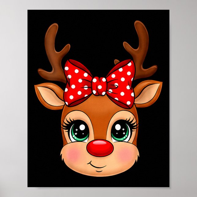 Womens Reindeer Merry Christmas Girl Boy Kids V-ne Poster (Vorne)