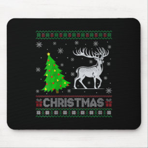 Womens Reindeer Xmas Tree Lighting Ugly Weihnachte Mousepad