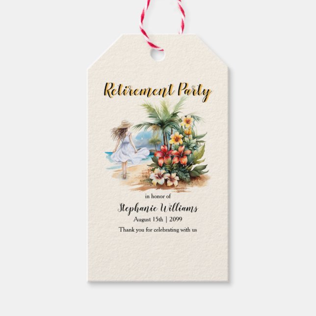 Women's Retirement Beach Aloha Blume Party Geschenkanhänger (Vorderseite)