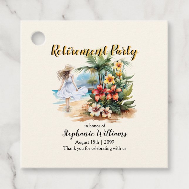 Women's Retirement Beach Aloha Blume Party Geschenkanhänger (Vorderseite)
