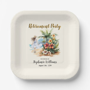 Women's Retirement Beach Aloha Blume Party Pappteller