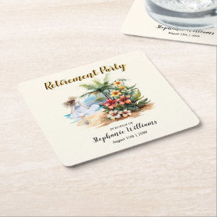 Women's Retirement Beach Aloha Blume Party Rechteckiger Pappuntersetzer