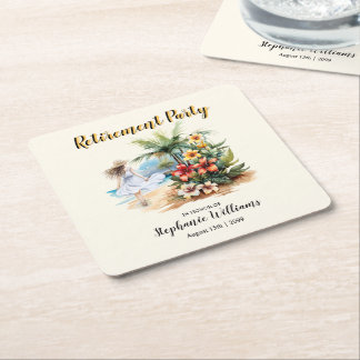 Women's Retirement Beach Aloha Blume Party Rechteckiger Pappuntersetzer