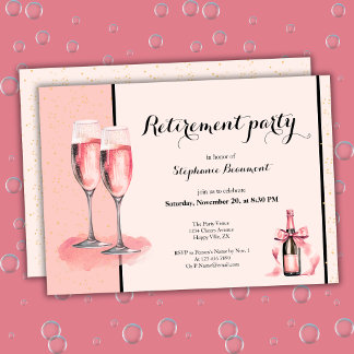 Women's Retirement Pink Cream Champagne  Einladung