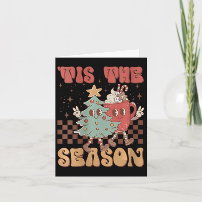 Womens Retro Christmas Dies The Season Christmas T Karte (Vorderseite)