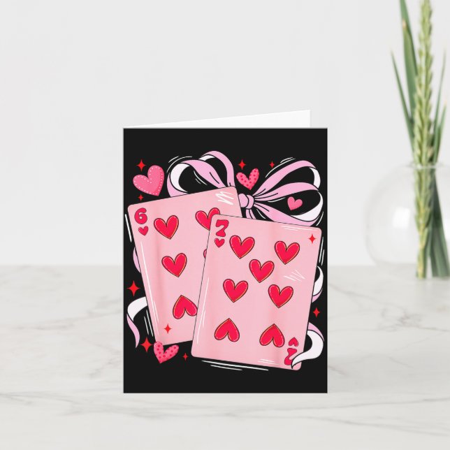 Womens Retro Six Seven 67 Meme Valentines Day Play Karte (Vorderseite)