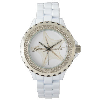  Women's Rhinestone White Enamel Watch Armbanduhr
