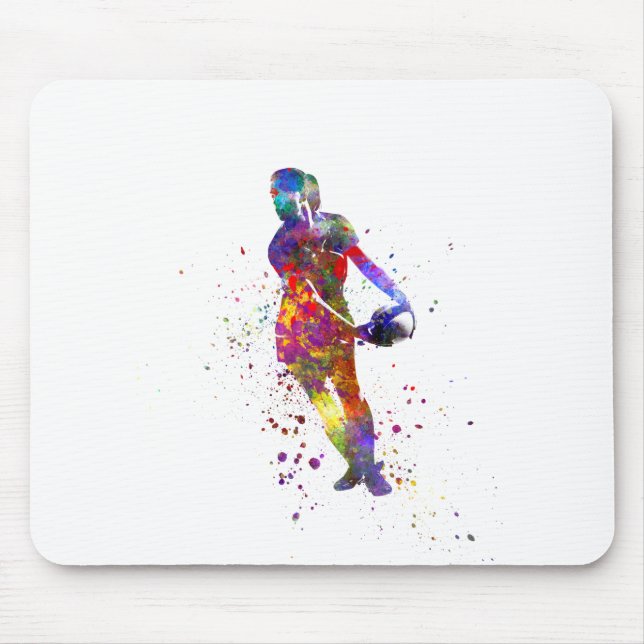 Women's rugby in watercolor mousepad (Vorne)