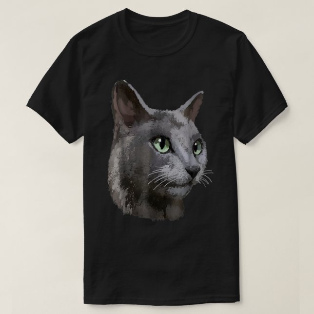 Womens Russian Blue Cat Tee Tees VNeck  (Design vorne)