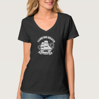 Womens Sailors Bootsfahrt Ich mag große Boote und T-Shirt