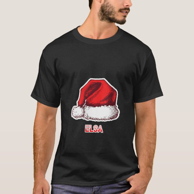 Womens Santa Claus Hat Elsa Weihnachtsname V Neck T-Shirt (Vorderseite)