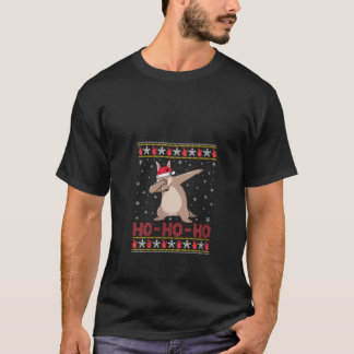 Womens Santa Hat Dabbing Aardvark Ho Ho Ho Funny U T-Shirt
