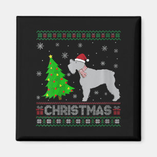 Womens Schnauzer Dog Xmas Tree Lighting Ugly Chris Magnet