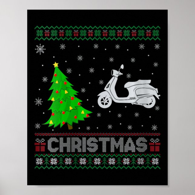 Womens Scooters Xmas Tree Lighting Ugly Weihnachte Poster (Vorne)
