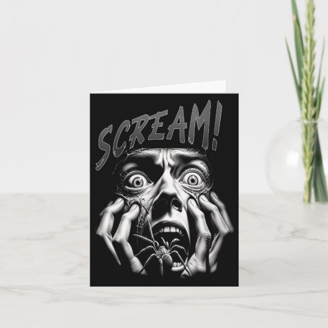 Womens Scream Horror Face Sder Terror Creepy Arach Karte (Vorderseite)