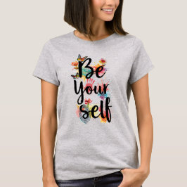Women's Sei Selbst Florale Schmetterling Wasserfar T-Shirt