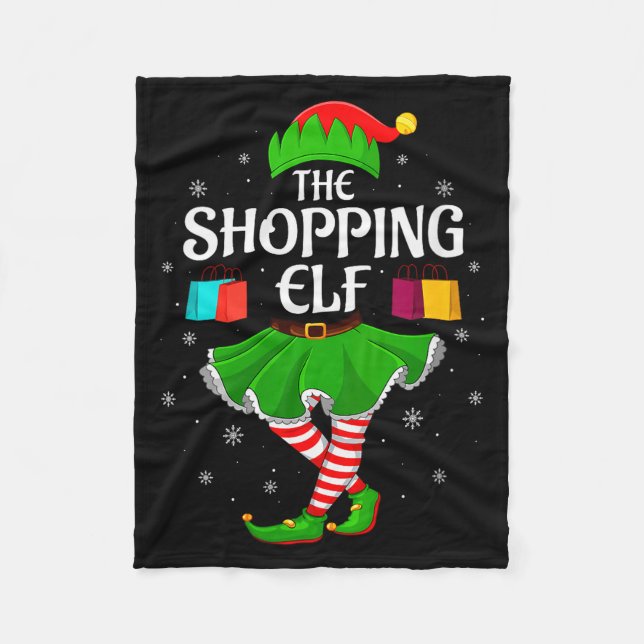Womens Shopng Elf Christmas Family Girls Women Elf Fleecedecke (Vorderseite)