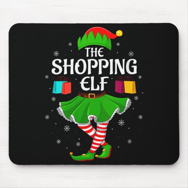 Womens Shopng Elf Christmas Family Girls Women Elf Mousepad (Vorne)