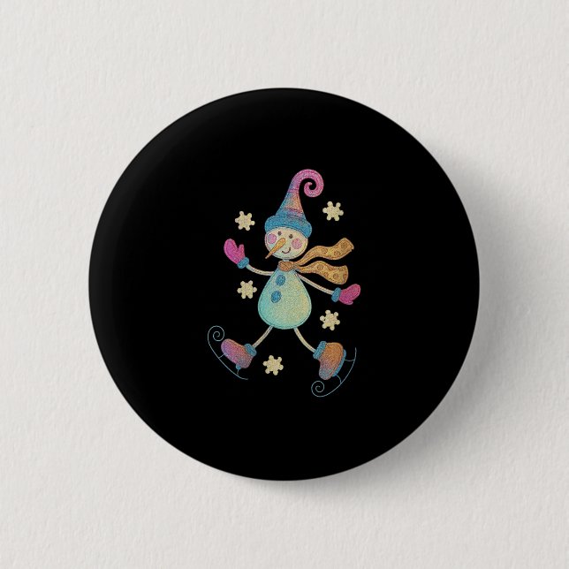 Womens Snowman Christmas 2025 Family Matching Funn Button (Vorderseite)