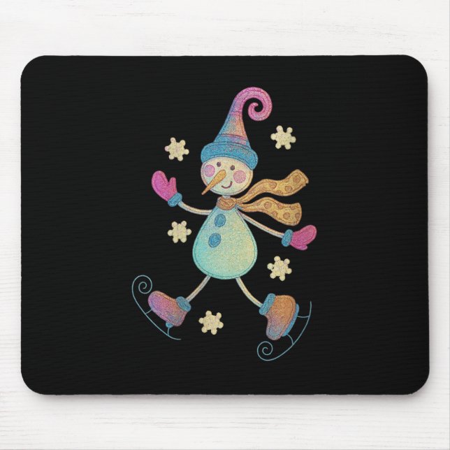 Womens Snowman Christmas 2025 Family Matching Funn Mousepad (Vorne)