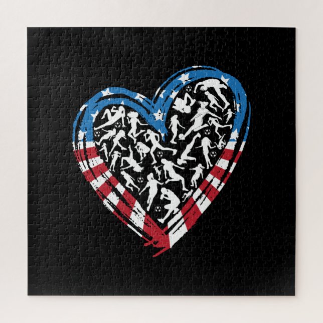 Women's Soccer Heart - USA Flag (Vertikal)