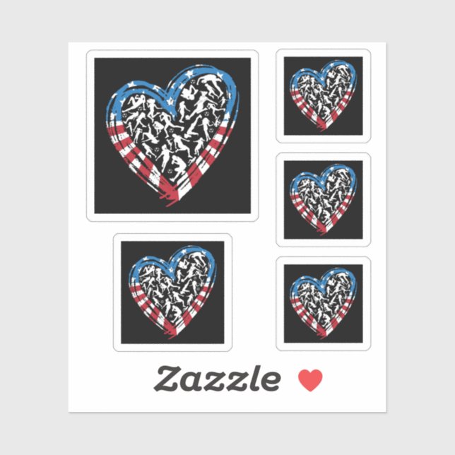 Women's Soccer Heart - USA Flag Aufkleber (Blatt)